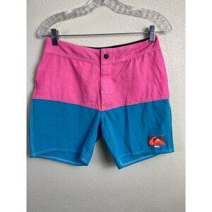 Quicksilver Board Short Mens Size 28 Stranger Things Pink Blue Surf beach